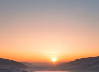 A calm valley covered in misty sunrise nature phone wallpaper.