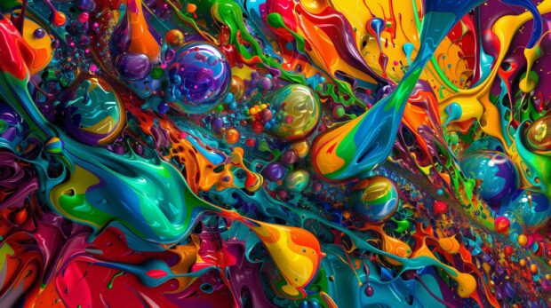 4K Abstract carnival, vibrant and chaotic colors.