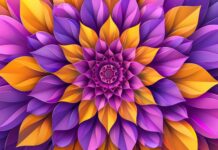 4K OLED Desktop Backgrounds with abstract floral mandala, symmetrical design, bright colors.