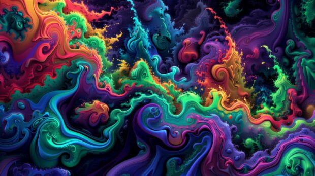 4K Wallpaper Abstract carnival, vibrant and chaotic colors.