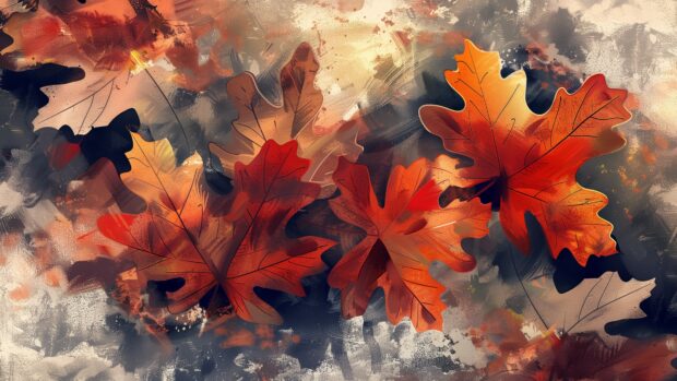 4K abstract autumn leaves, warm and earthy tones background HD.