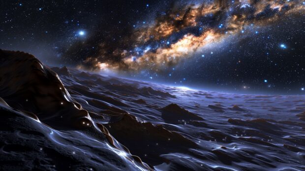 A breathtaking view of the Milky Way galaxy from a dark desert landscape, Space HD Wallpaper.