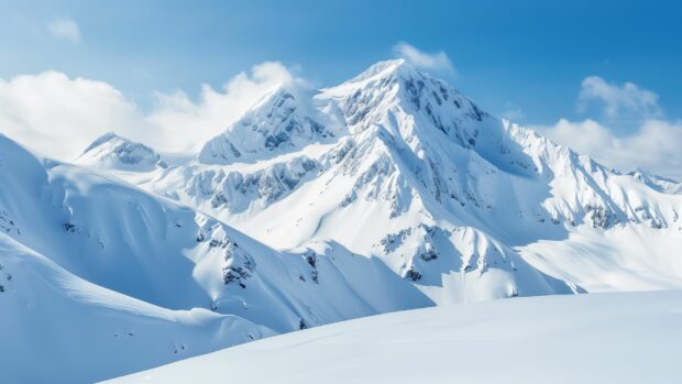 A calm mountain Desktop Wallpaper with a clear, crisp winter sky.