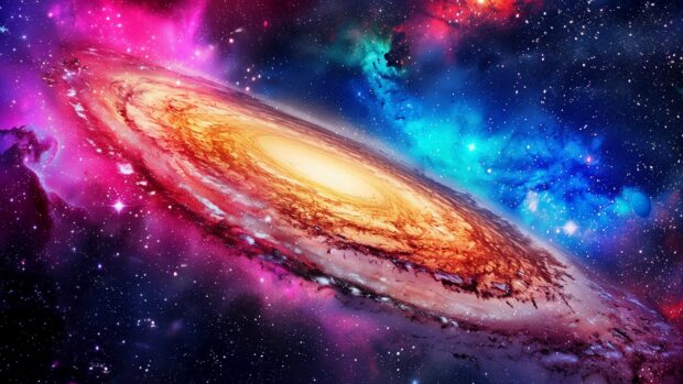 A colorful HD 1080p Space wallpaper with bright, multi hued stars and cosmic dust, showcasing the beauty of the universe in vivid detail.