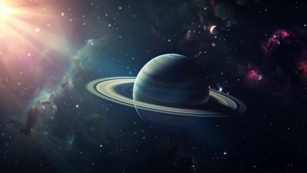 A detailed image of Saturn with its rings prominently displayed, set against the dark void of Space wallpaper HD 1080p.