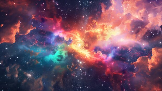 A dramatic supernova explosion space desktop background HD, with bright colors and dynamic energy.