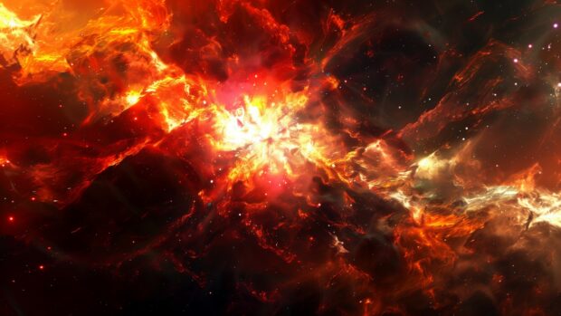 A dramatic supernova explosion space desktop background, with bright colors and dynamic energy.