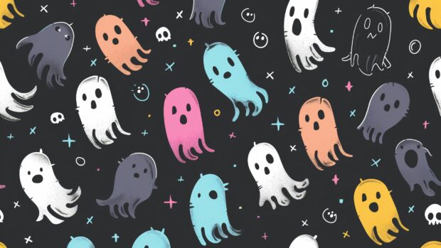 A horizontal pattern of the cute phantom ghost.