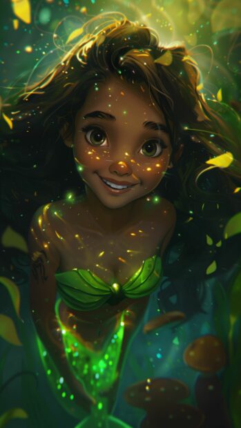 A mermaid princess attending an underwater ball.