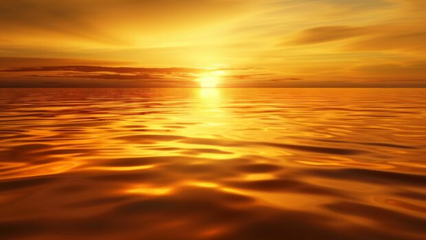 A peaceful view with Free Download Ocean Sunset Desktop 4K Wallpaper, golden hues, calm waters, picturesque horizon.