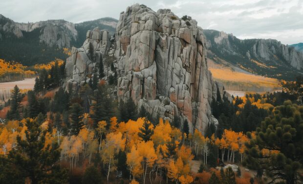 A scenic mountain landscape in fall, high quality photography, Desktop Wallpaper.