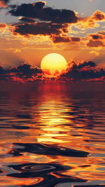 A serene sunset over the Ocean aesthetic wallpaper aesthetic wallpaper with orange and pink hues reflecting on the water.