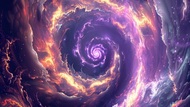 A stunning space cool wallpaper of a spiral galaxy with vibrant colors and intricate details.