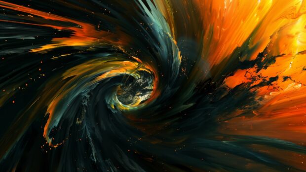 A vibrant image of a cool space background vortex with swirling colors and stars being drawn into it.