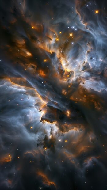 A vivid nebula wallpaper HD for iPhone with swirling gases and bright stars.