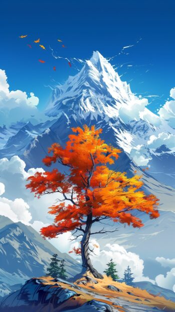 A scenic mountain landscape in fall wallpaper.