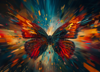 Abstract 4K Wallpaper butterfly effect, chaotic patterns and colors.