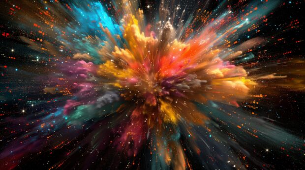 Abstract 4K Wallpaper cosmic explosion, bright nebula colors.