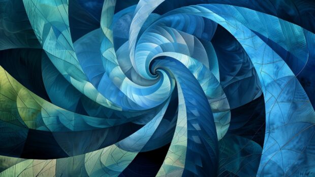 Abstract art with swirling cool blue patterns.