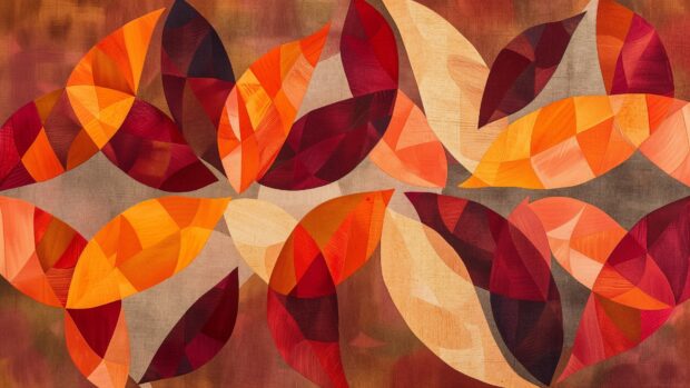 Abstract colorful autumn leaves, warm and earthy tones wallpaper.