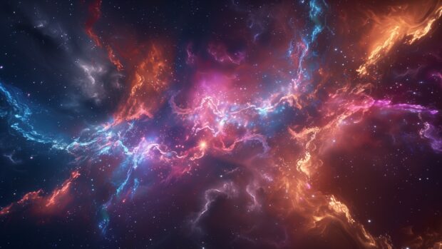 Abstract cosmic explosion, bright nebula colors background HD.