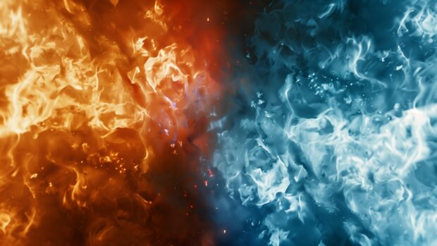 Abstract fire and ice, contrasting elements desktop wallpaper HD.