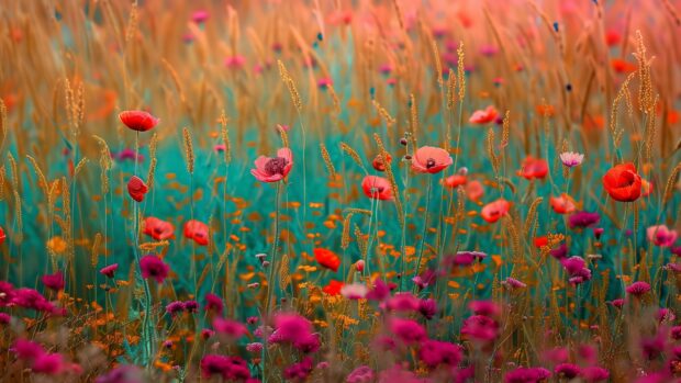 Abstract flower field, vivid colors, dynamic composition wallpaper HD.