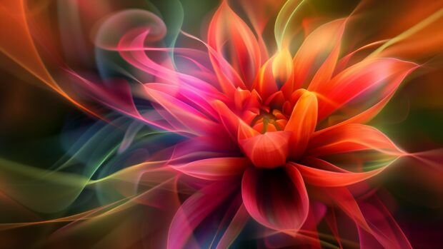 Abstract flower petals, vibrant colors, swirling patterns desktop wallpaper HD.