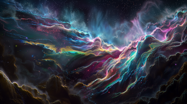 Abstract galaxy, stars and swirling colors, 4k Wallpaper.