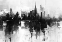 Abstract grey cityscape, urban minimalism desktop wallpaper HD.
