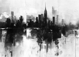 Abstract grey cityscape, urban minimalism desktop wallpaper HD.