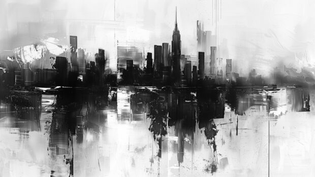 Abstract grey cityscape, urban minimalism desktop wallpaper HD.