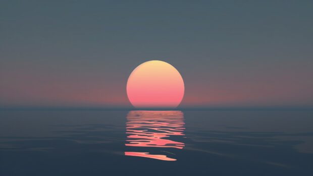 Abstract minimalist sunrise, simple horizon line desktop background.