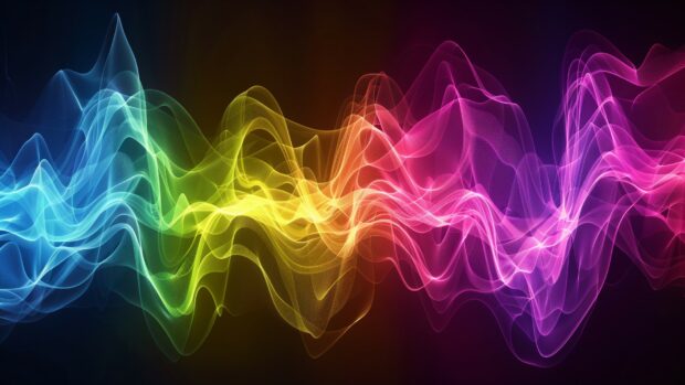 Abstract music waves, colorful sound waves wallpaper HD 1080p.