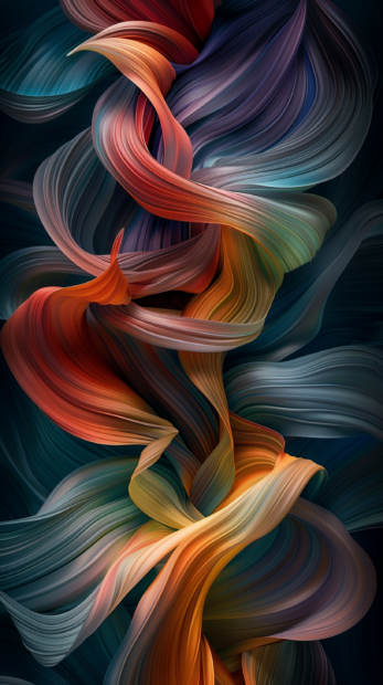 Abstract textured waves, fluid lines, rich colors mobile background.