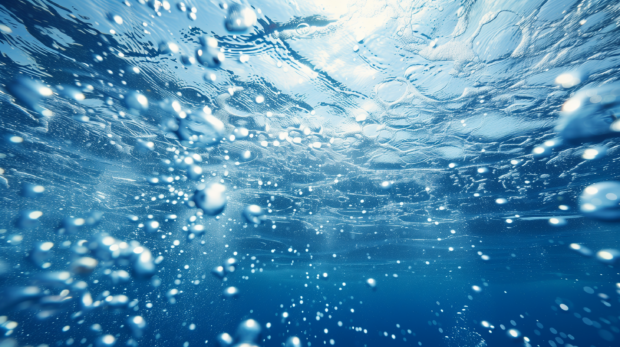 Abstract underwater scene, flowing waves and bubbles, 4K Wallpaper for Desktop.