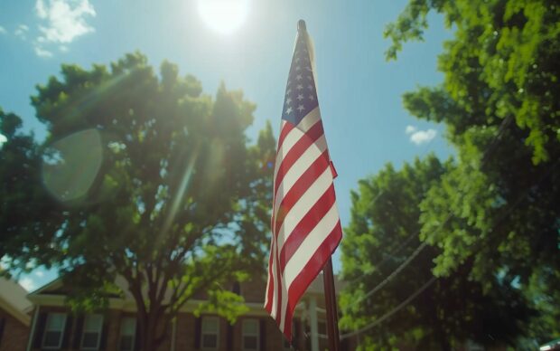 American flag on a sunny day,  Desktop Background.