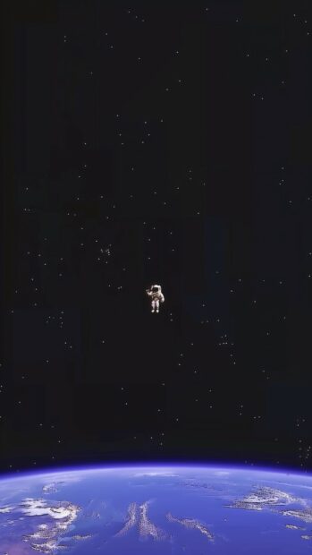 An astronaut floating in space wallpaper 1080p for iPhone with Earth in the background, capturing the vastness of space.