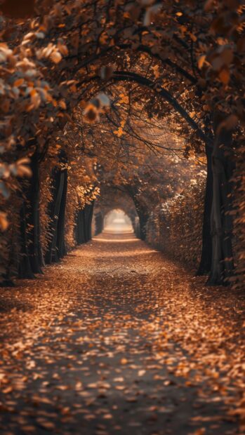 Autumn pathway covered in golden leaves Fall wallpaper iPhone.