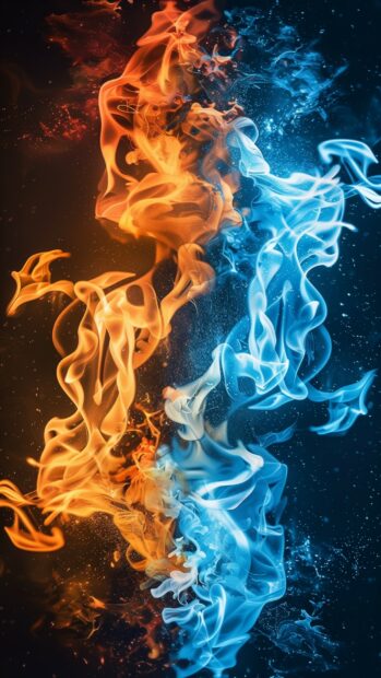 Background colorful abstract fire and ice, contrasting elements phone.