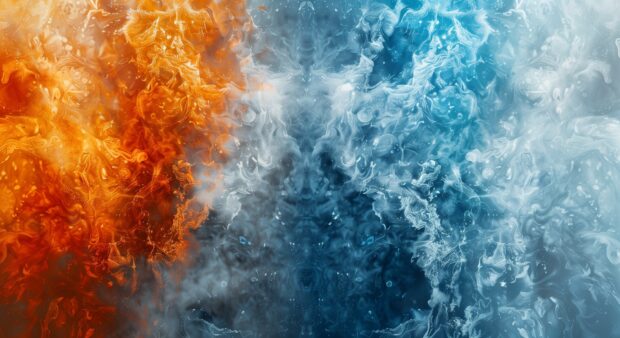 Beautiful HD Desktop Background with an abstract fire and ice, contrasting elements.