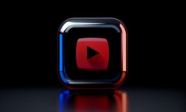 Bold YouTube logo wallpaper with a strong visual impact and striking color contrast.