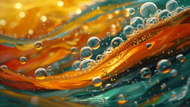 Colorful abstract underwater scene, flowing waves and bubbles background.