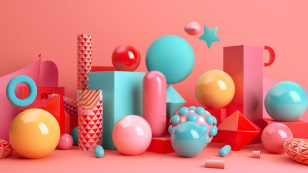 Cool 3d shapes 4K PC wallpaper.