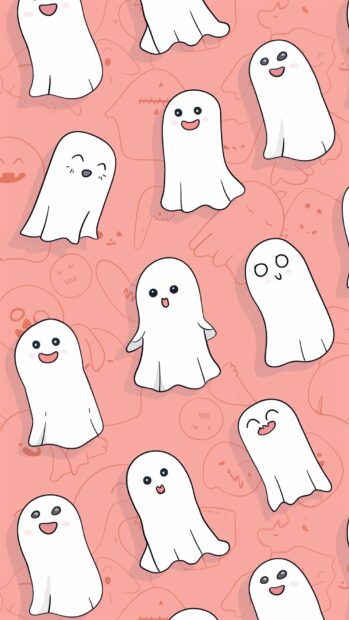 Cute Halloween ghosts with friendly smiles and pastel.