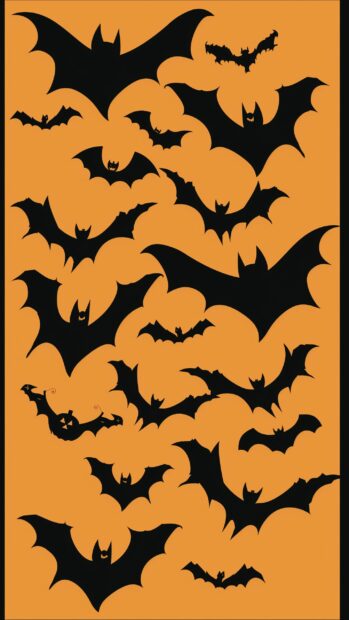 Cute Halloween iPhone Wallpaper with a modernized Halloween pattern  Bats and pumpkins should be featured.
