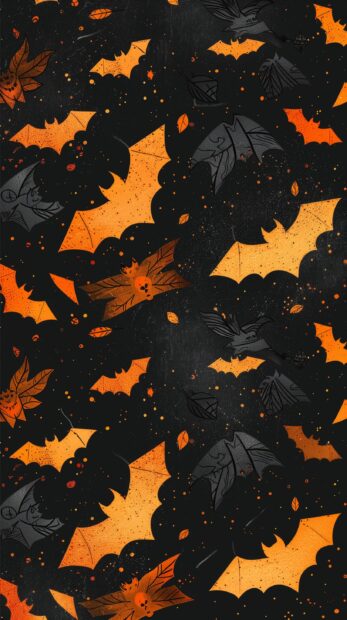 Cute Halloween pattern for iPhone with the same cute bats.