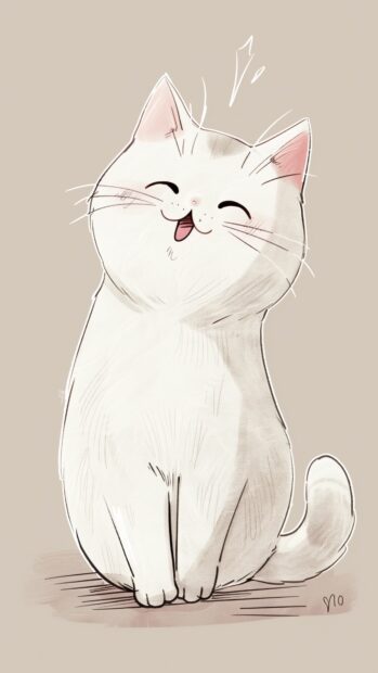 Cute Kawaii cat wallpaper 4K iPhone.