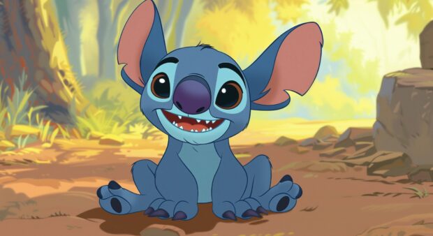 Cute Stitch cartoon character, disney classic animated, flat color .