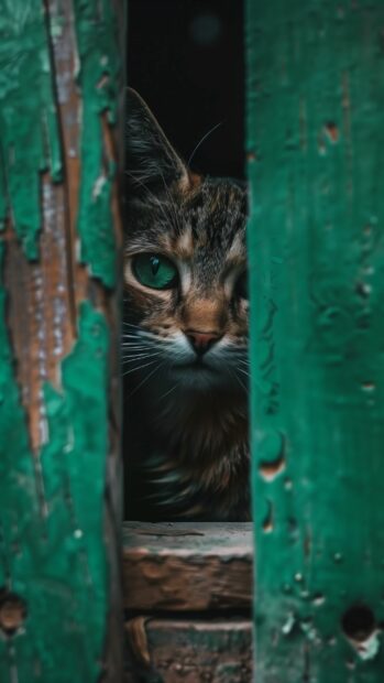 Cute cat 2K Wallpaper iPhone with a curious look.